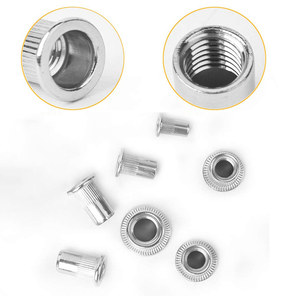 150Pcs Aluminium Flat Head Rivet Nuts Threaded Insert Nut Nutsert Rivnuts
