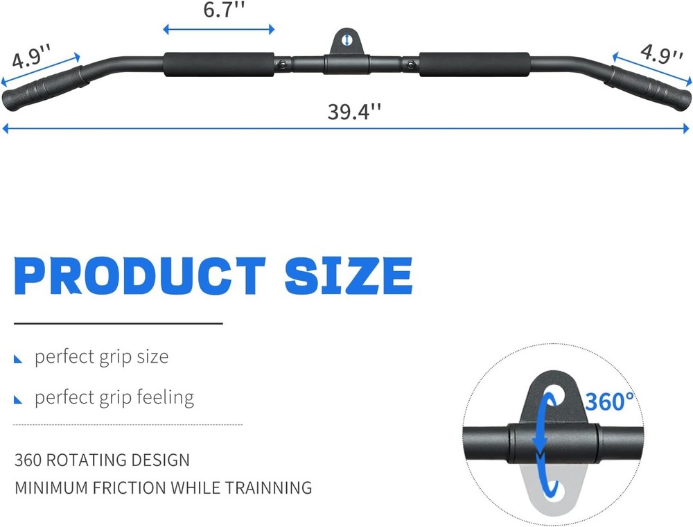 Rotating LAT Pull Down Bar 39.4'' LAT Pulldown Attachments for Pulley System Gym