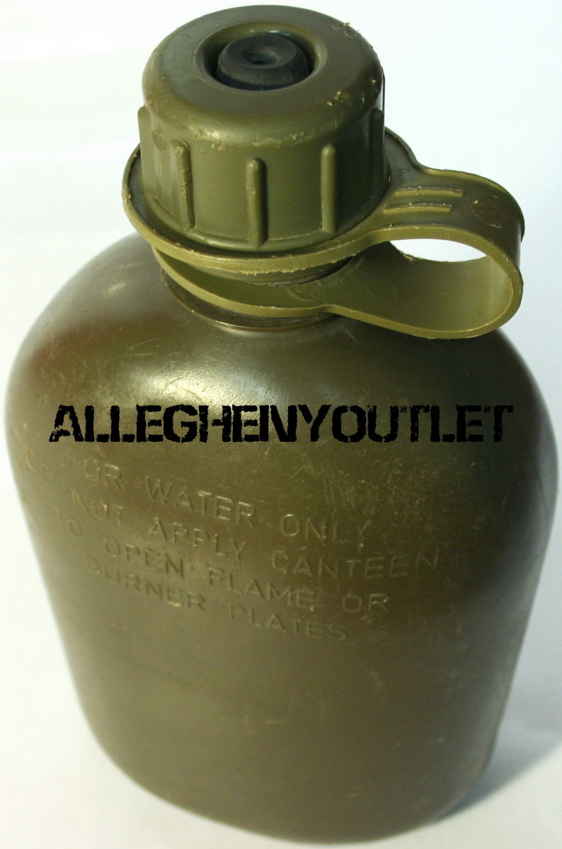 US Military 1 Quart Canteen Plastic 3 pc with NBC Gas Mask Port GC