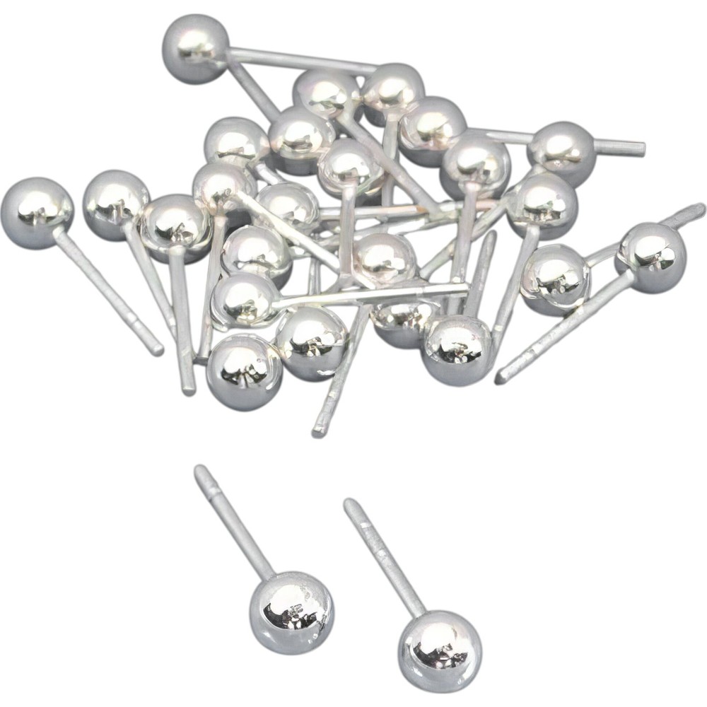 24 Sterling Silver Ball Stud Earrings 4mm