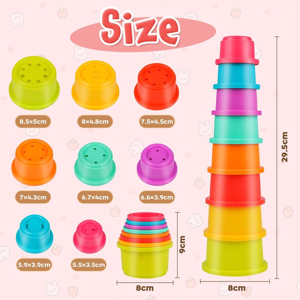Bunny Toys, Stacking Cups for Rabbits, 8PCS Stackable Plastic Pet Nesting Sna...