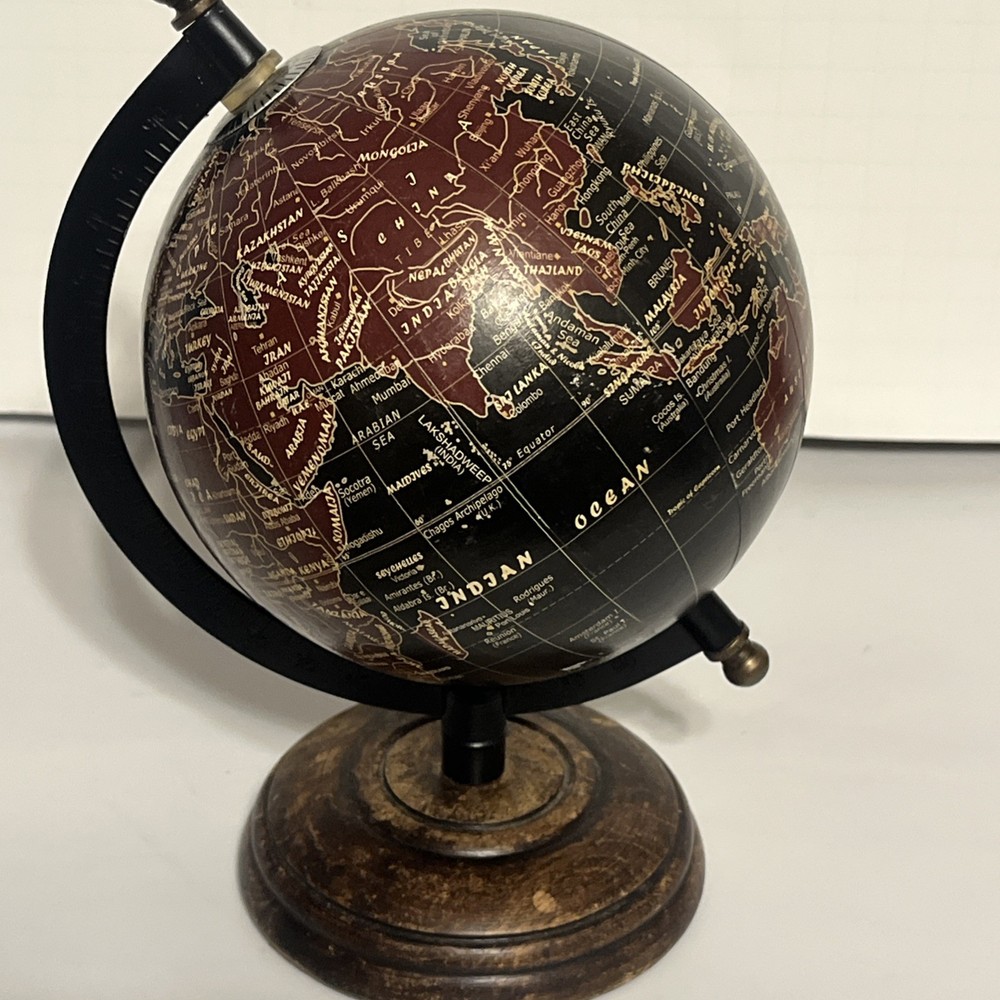 World Map Globe Small Desk Size Rotating Tilted Angle Education Geography