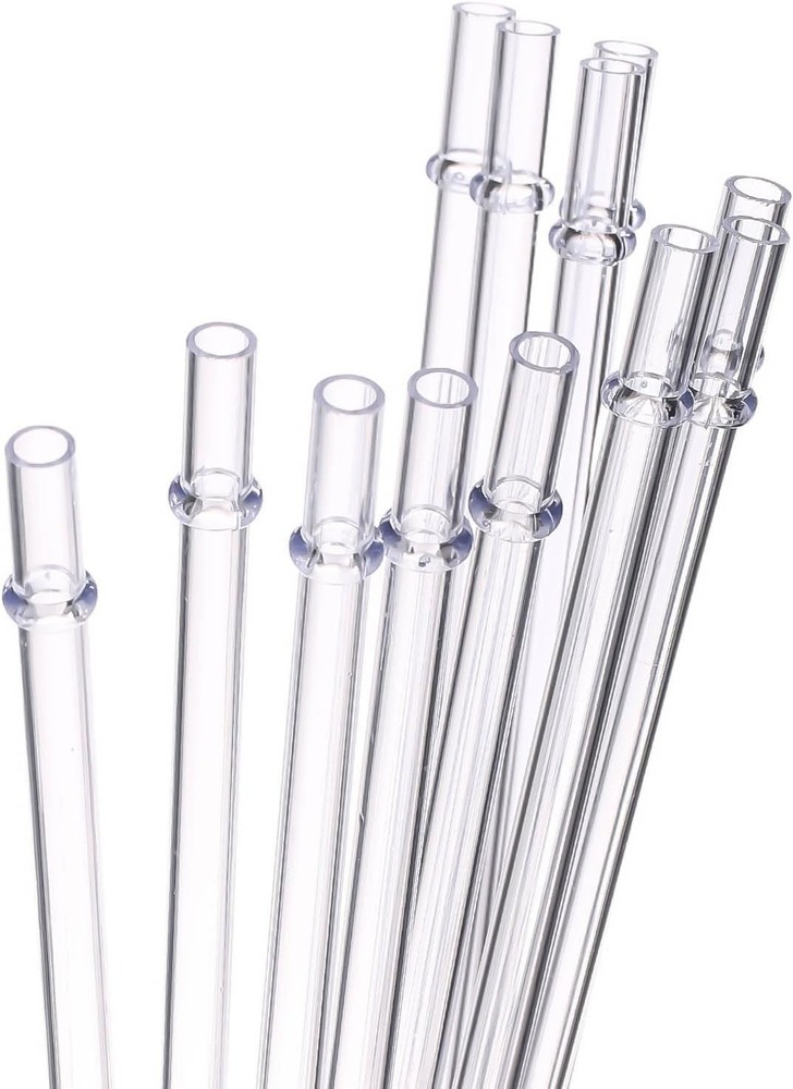11 Inch Clear Reusable Plastic Replacement Drinking Straws Extra Long for 24Oz &