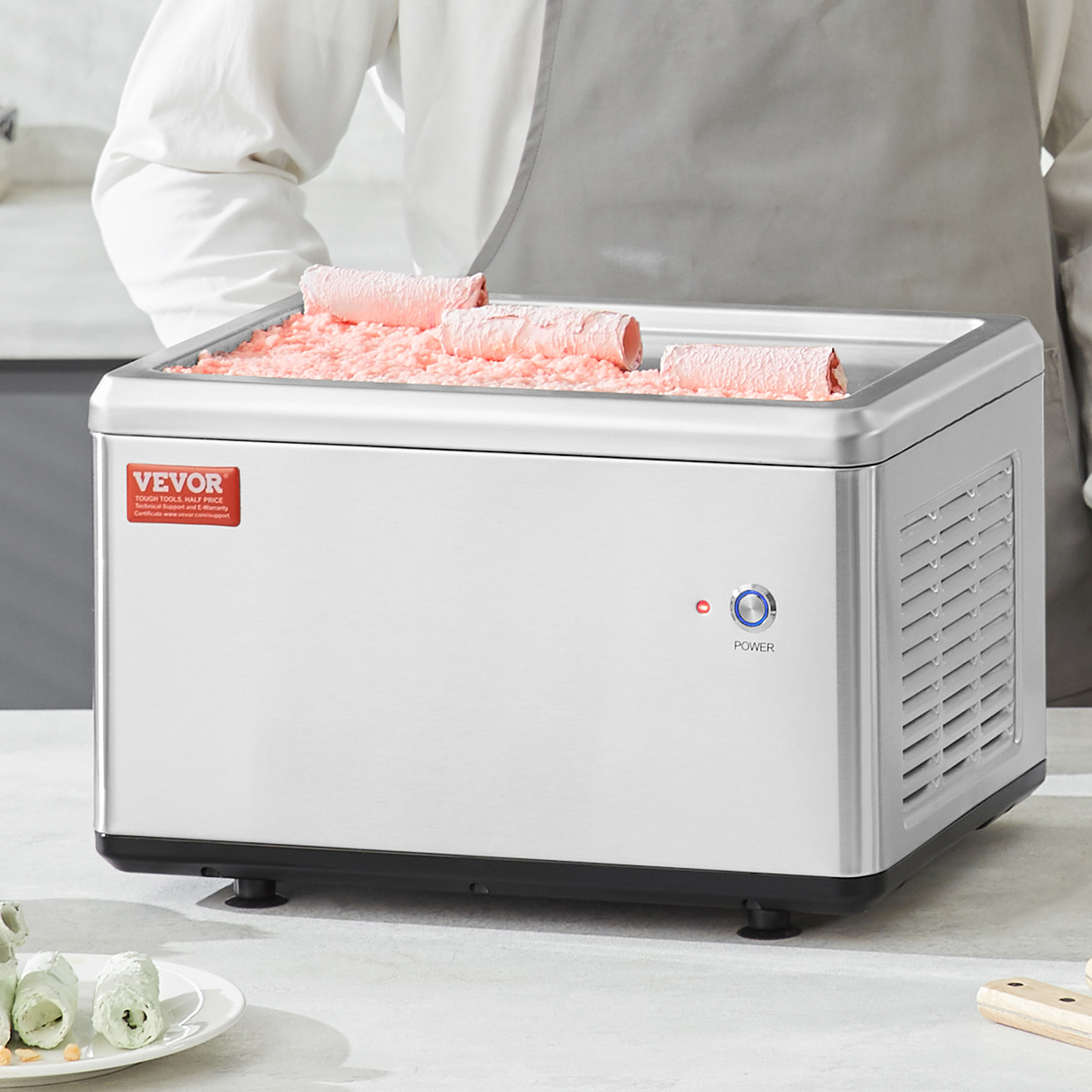 VEVOR Fried Ice Cream Roll Machine Rolled Ice Cream Maker 12.6 x 8.5 inch Pan