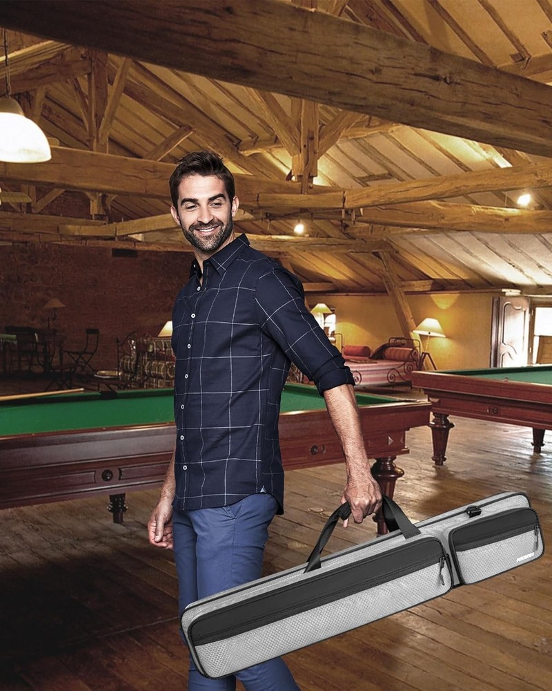 Pool Cue Case, Stick Case 4x5 with 4x5, Grey/Black