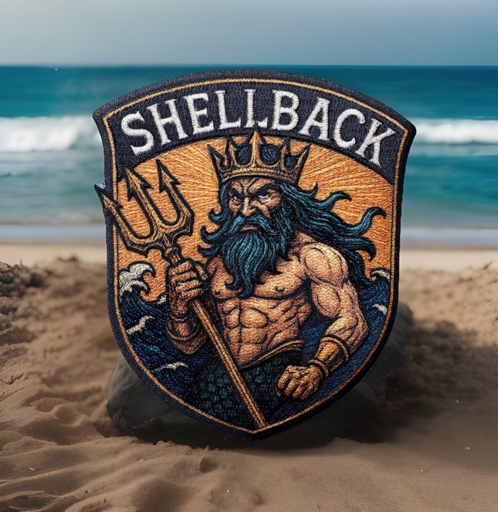Trusty Shellback King Neptune Embroidered Hook/Loop Morale Patch