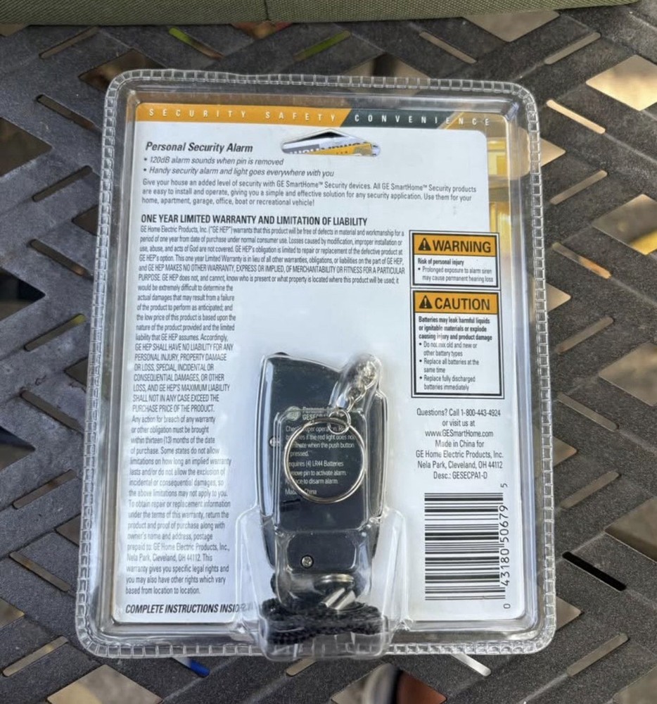 GE SmartHome Personal Security Keychain Alarm - New
