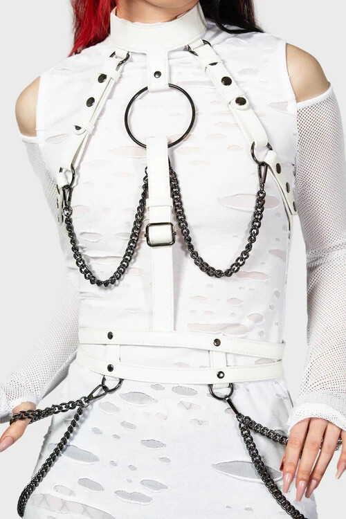 Killstar Baphomet Bones Harness White O-Ring Goth Bondage Alternative KSRA008397