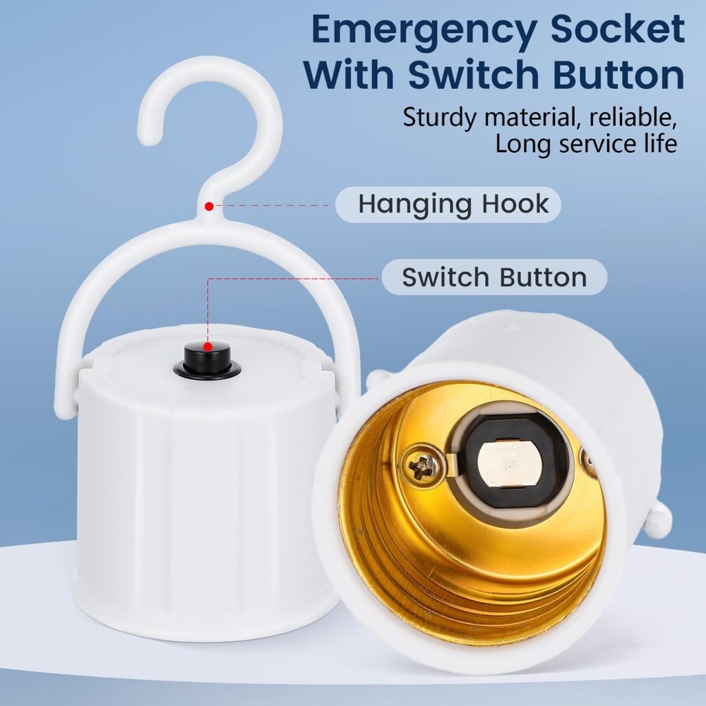 20 Pack E27 Emergency Bulb Socket Holder - 1500mAh Rechargeable with Heavy-Du...
