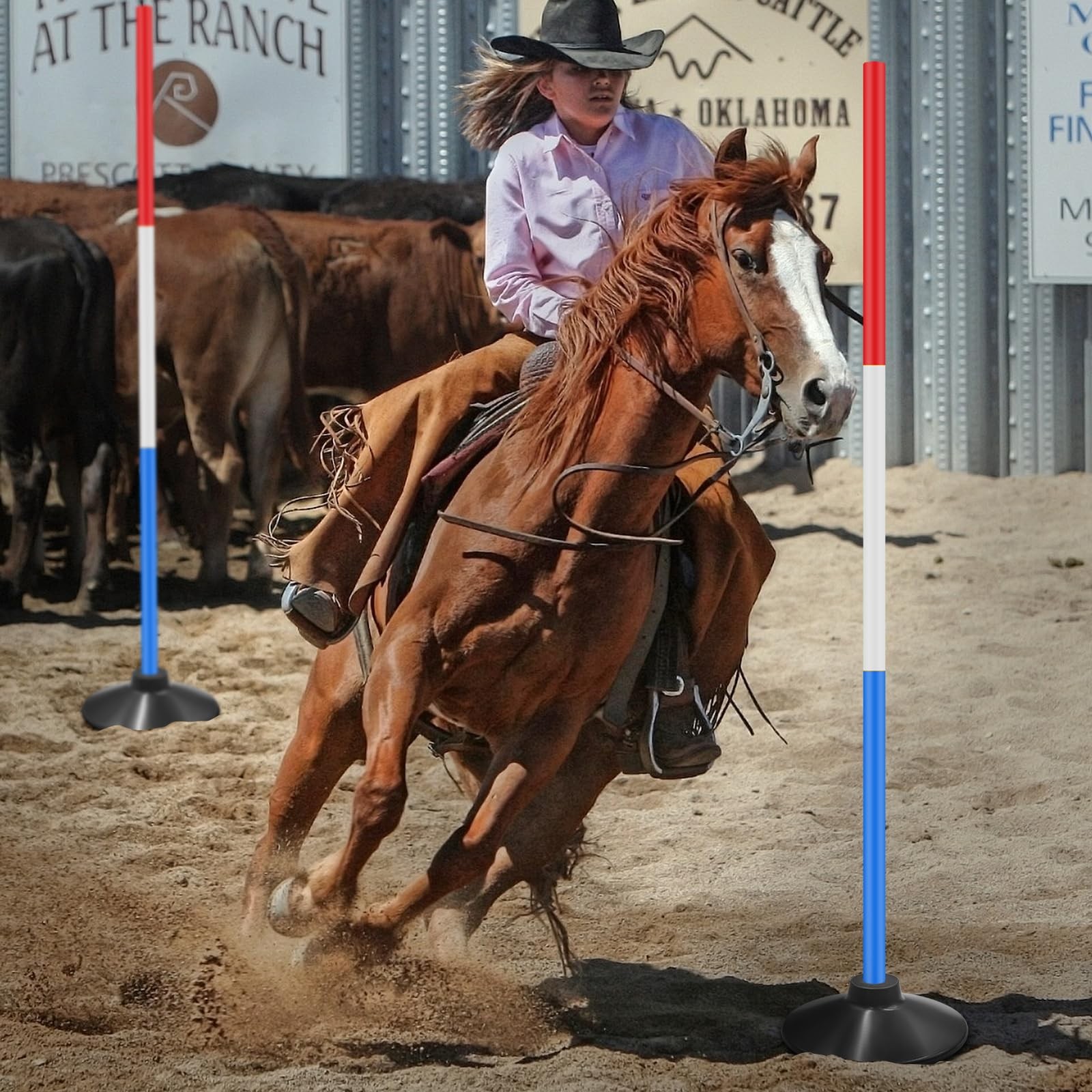 6 Set Pole Bending Poles for Horses 6FT Adjustable Training Equipment for Hor