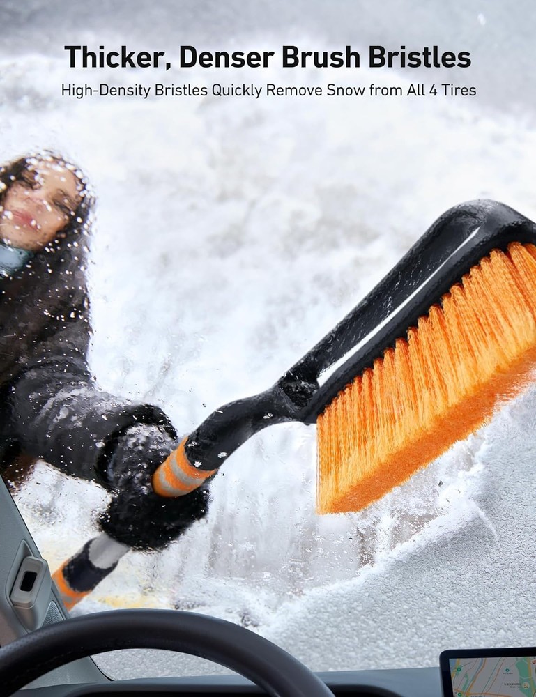 40" Ergonomic Snow Brush & Ice Scraper for Windshield - Heavy-Duty, Anti-Scratch
