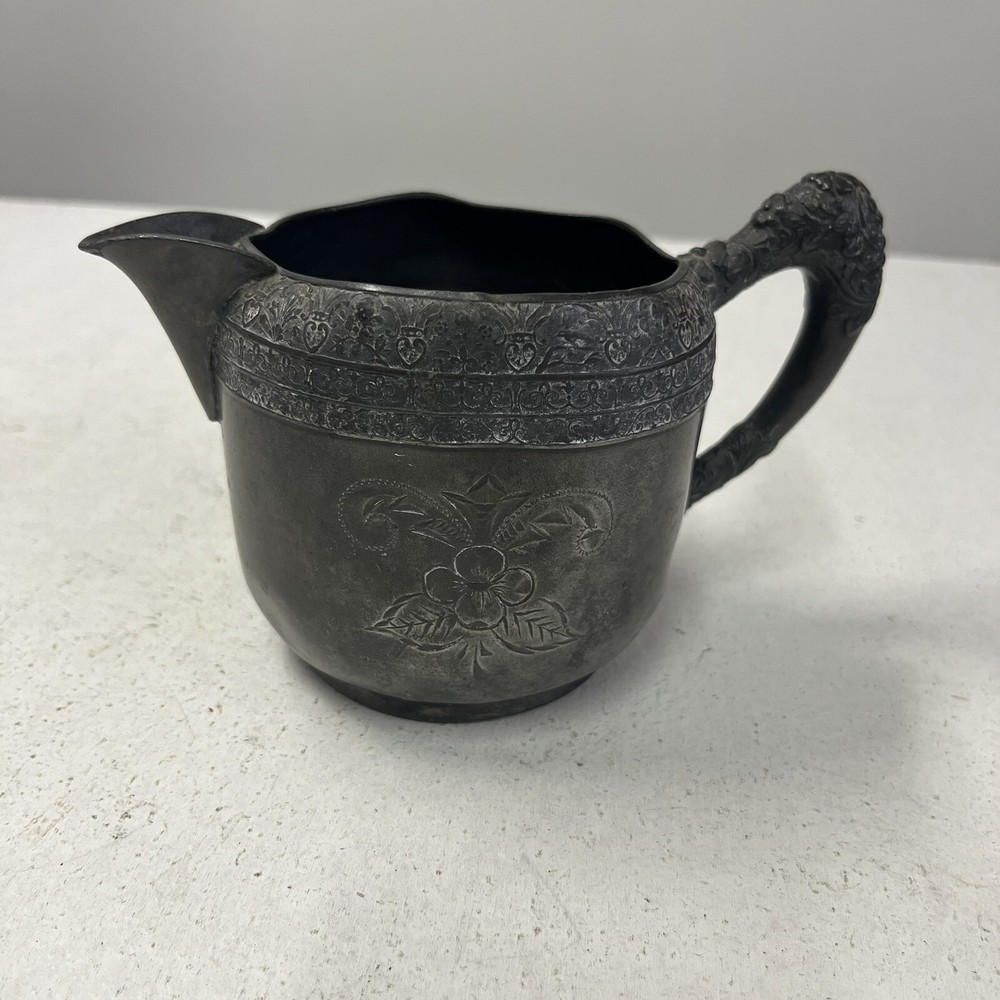 New Amsterdam Silver Co Creamer Triple Plate Etched Design