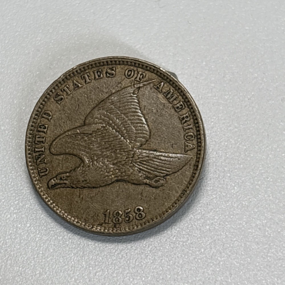 1858 SMALL LETTERS Flying Eagle Cent Penny AU E255 WXCCM