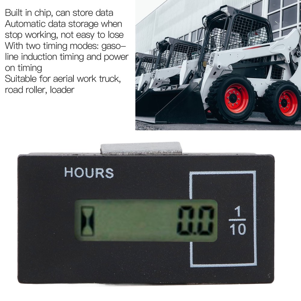 Excavator Hour Meter LCD Built In Chip Electronic Remote Timer DC12-36V Part