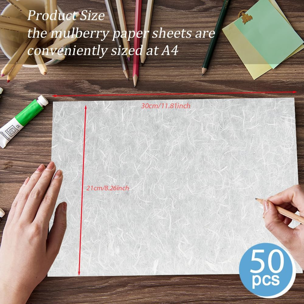 50 Sheets A4 Mulberry Paper for Decoupage � Washi Rice Paper for Crafts DIY