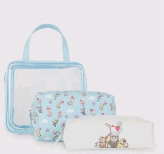 Disney Pixar X Primark UP 3 Piece Cosmetic Accessory Bag Set NWT