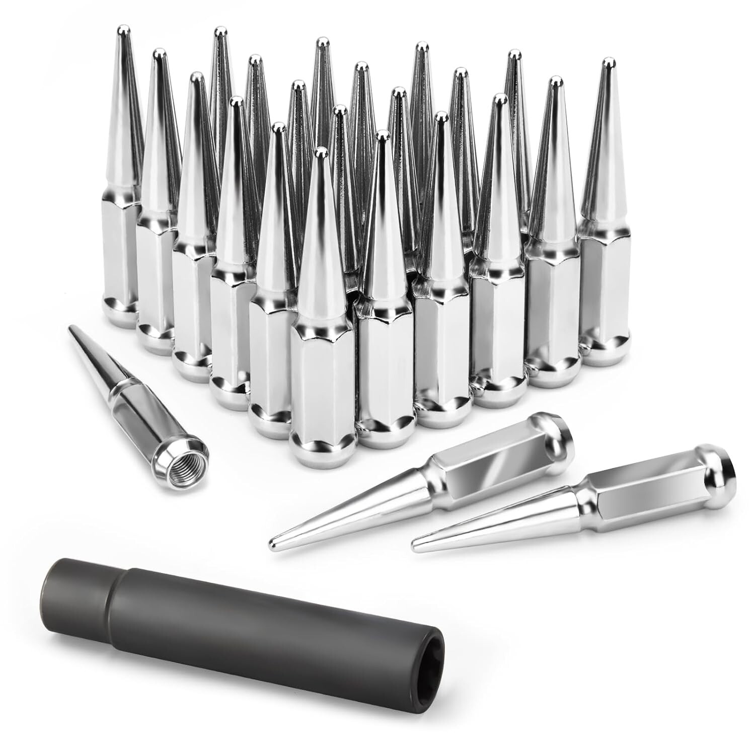 KSP 24pcs M14x1.5 Spike Lug Nuts for Chevy Silverado Sierra 1500 GMC Sierra 1500