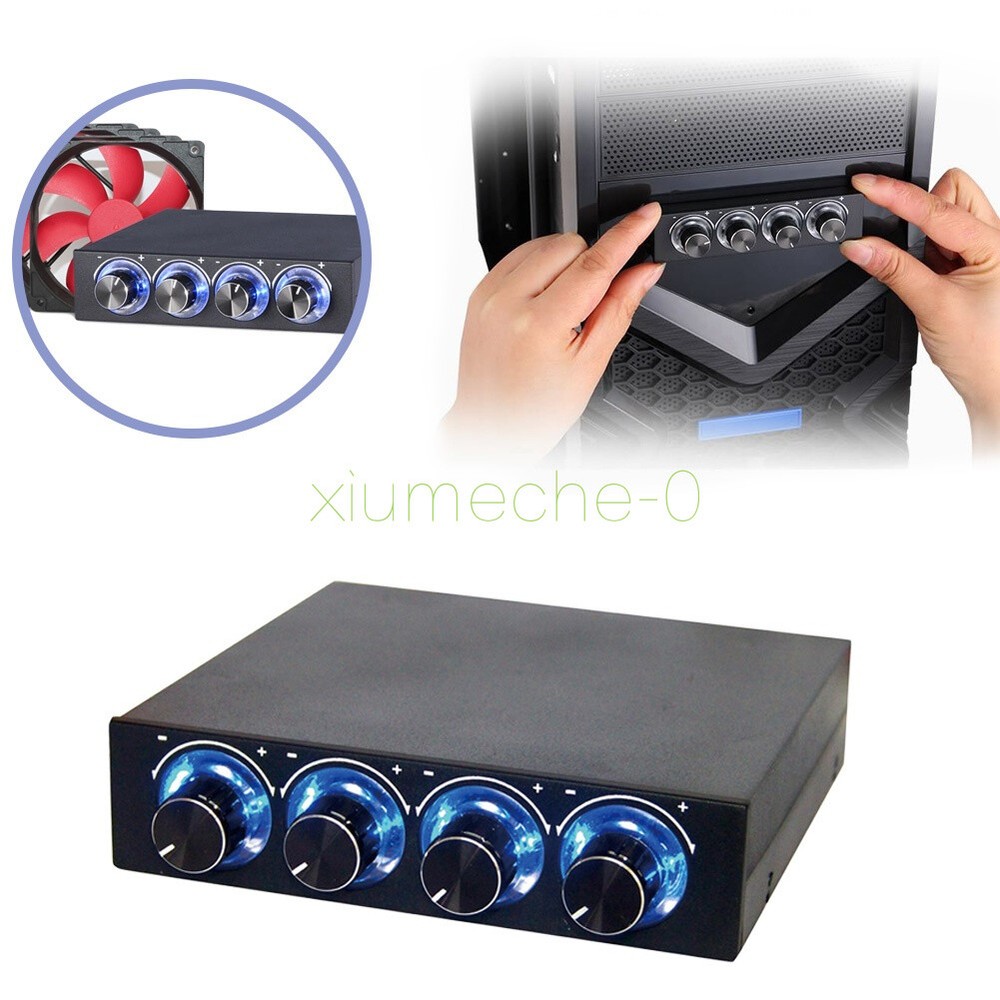3.5" PC HDD CPU 4 Channel Fan Speed Controller Control Led Cooling Front Panel