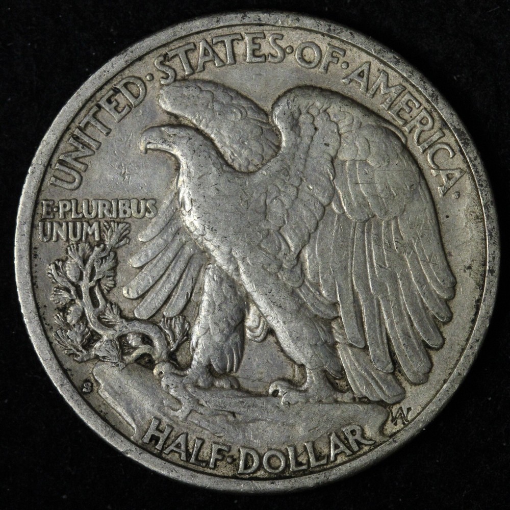1935-S Walking Liberty Silver Half Dollar XF+ E369 YSHV