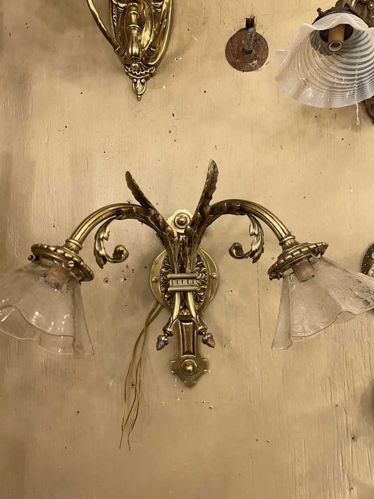 pair french bronze sconces
