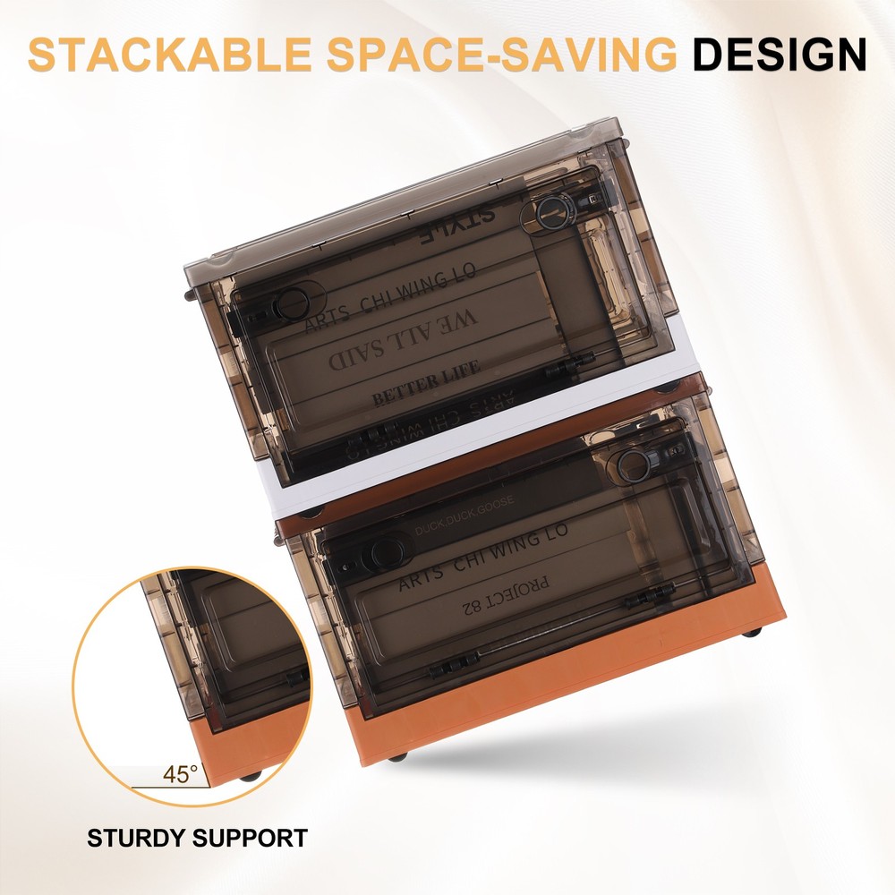 26.4 Quart Plastic Stackable Storage Bins Foldable Box for Bedroom(Green)