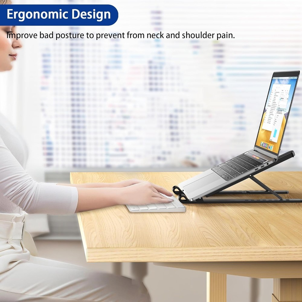 LS01 Pro Laptop Stand Adjustable Ergonomic Notebook Riser for 10-14" Laptops