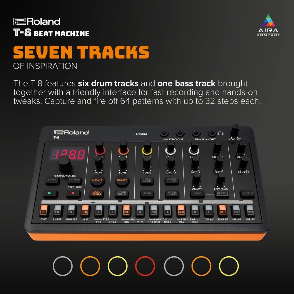 Roland T-8 AIRACOMPACT Beat Machine Rhythm with Built-in Step Sequencer Compact