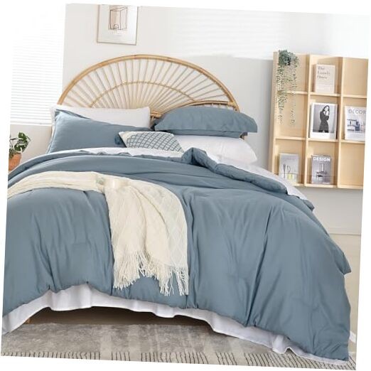 Comforter Set 7 Pieces Comforter Set Soft Lightweight Queen Dusty Blue