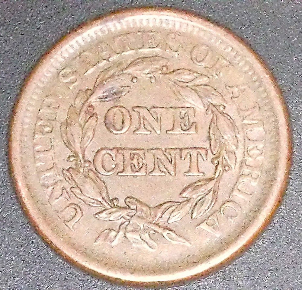 1851 Choice AU Large Cent Chocolate Brown
