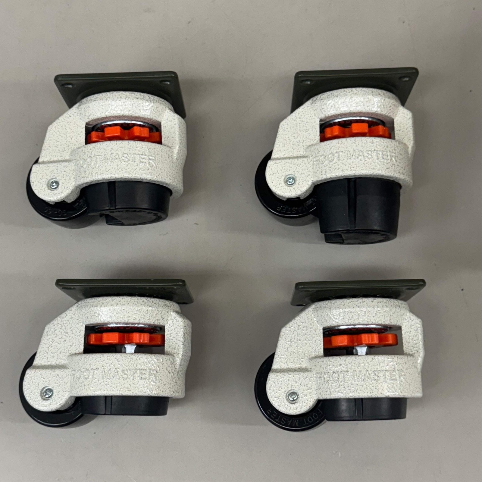 FOOT MASTER (4 Wheels) Plate Caster Mounting Swivel Wheel Set 3 1/4" Mounting HT
