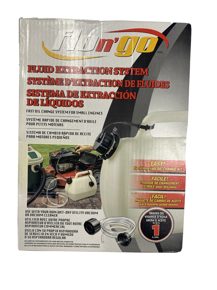 FLO AND GO SIMPLE FLUID EXTRACTION SYSTEM KIT REMOVE CHANGE SMALL ENGINE OLD OIL