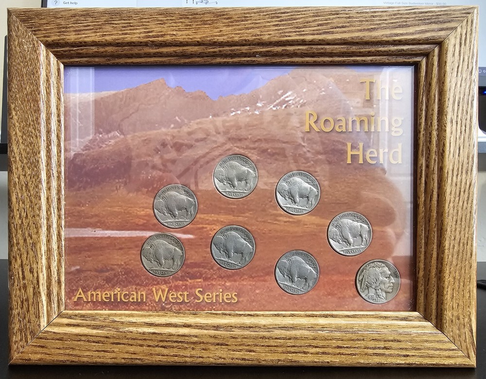 Buffalo Nickels The Roaming Herd, American West Series Solid Oak Frames 5x7