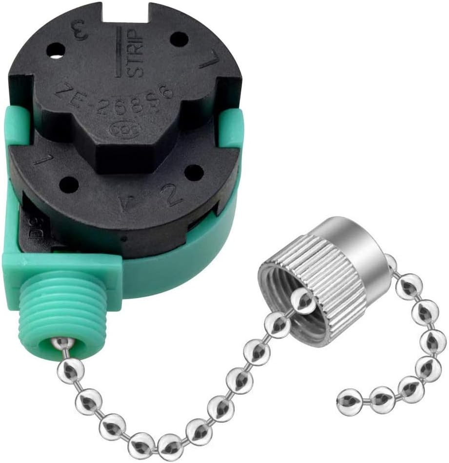 3 Pack Ceiling Fan Switch 3 Speed 4 Wire Zing Ear ZE-268S6 Fan Pull Chain Switch