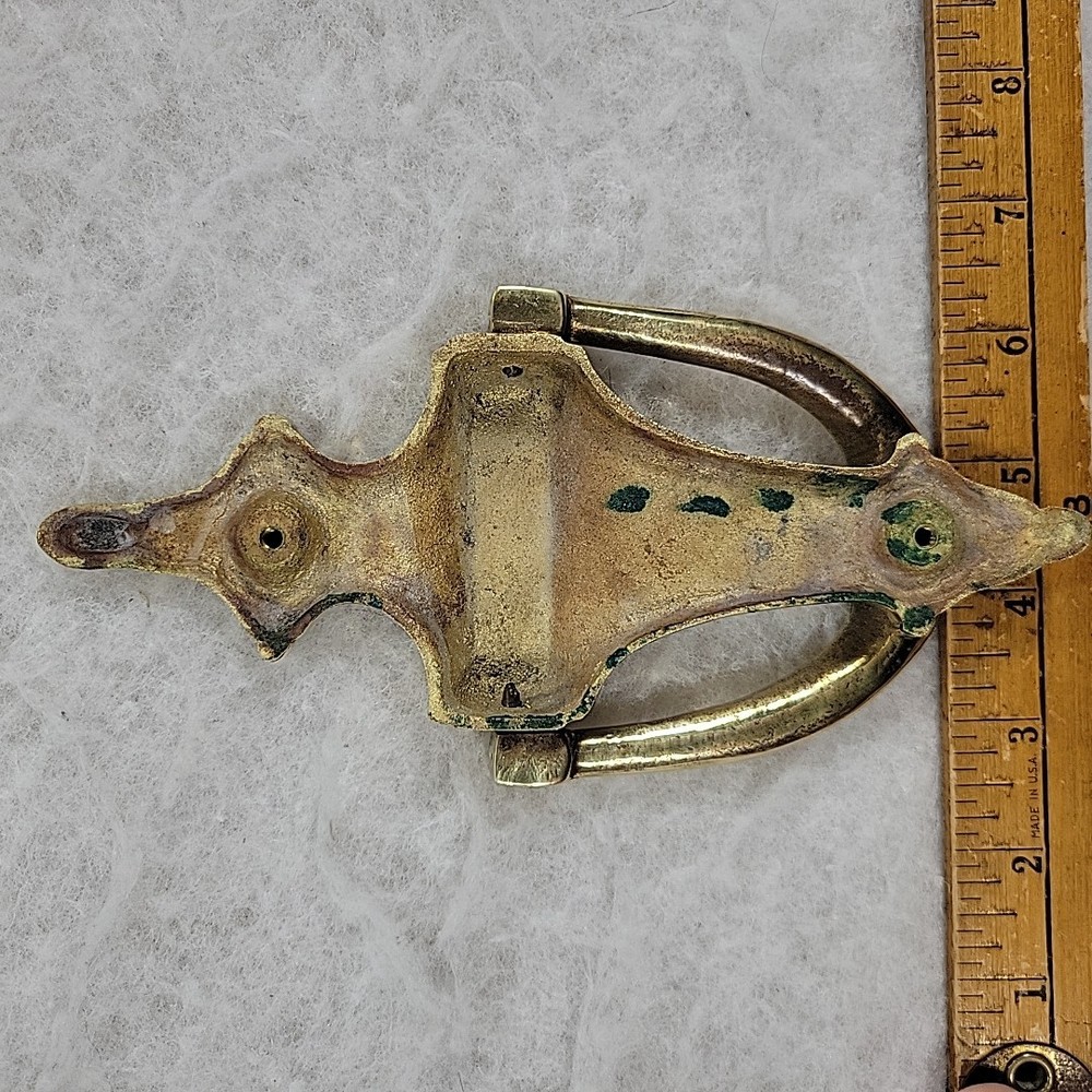VTG Solid Brass 7.5 Inch Colonial Door Knocker MCM Rustic Boho Regency Old Money