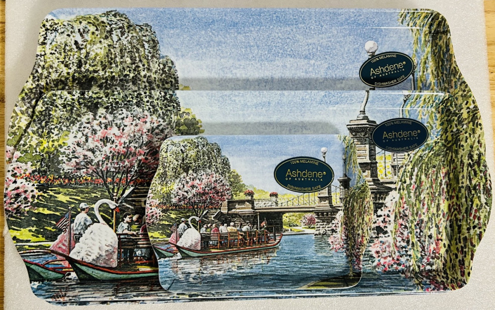 Ashdene Swan Boat Melamine Serving Tray Set Central Park 3 Pc