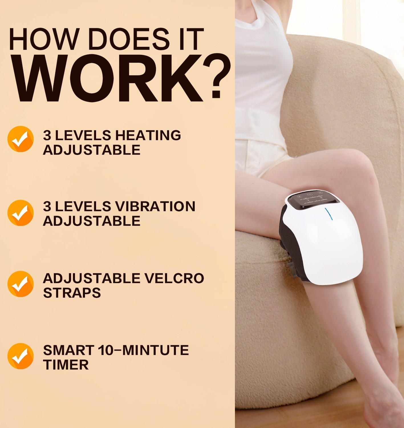 Wireless Knee Massager with Heat Vibration Massage LED Screen Infared Therapy