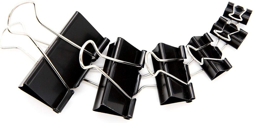 Binder Clips 100pcs Assorted Sizes Black Paper Clamps 6 Sizes Set