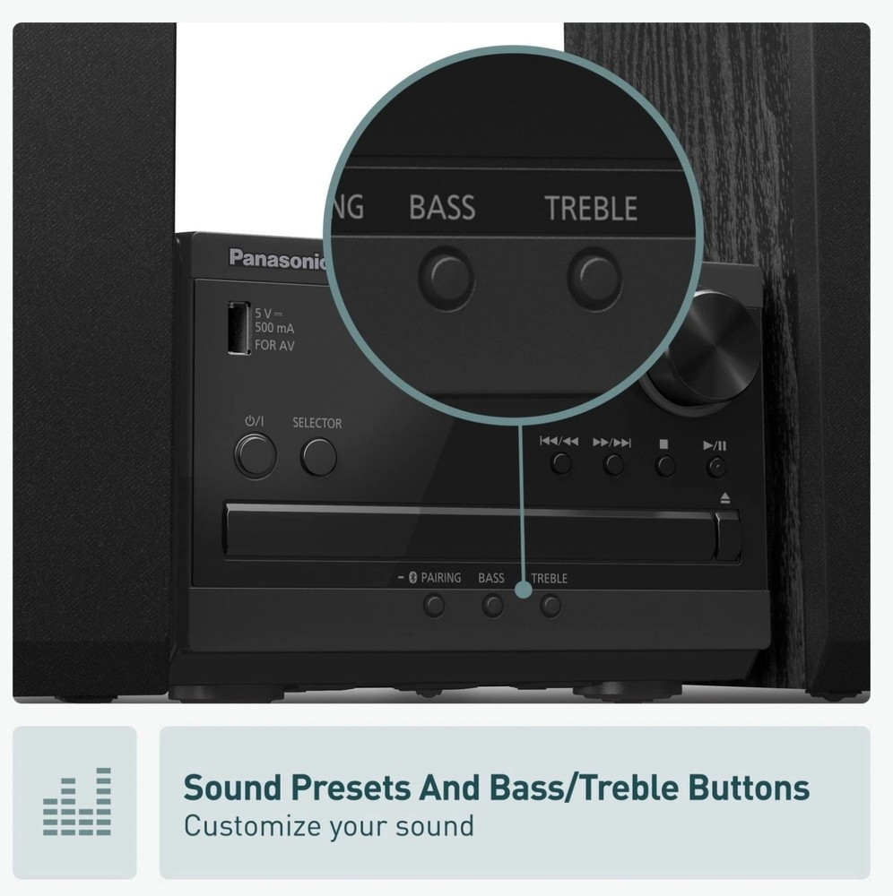 Panasonic Compact Stereo System with CD Player, Bluetooth, FM Radio and USB ...