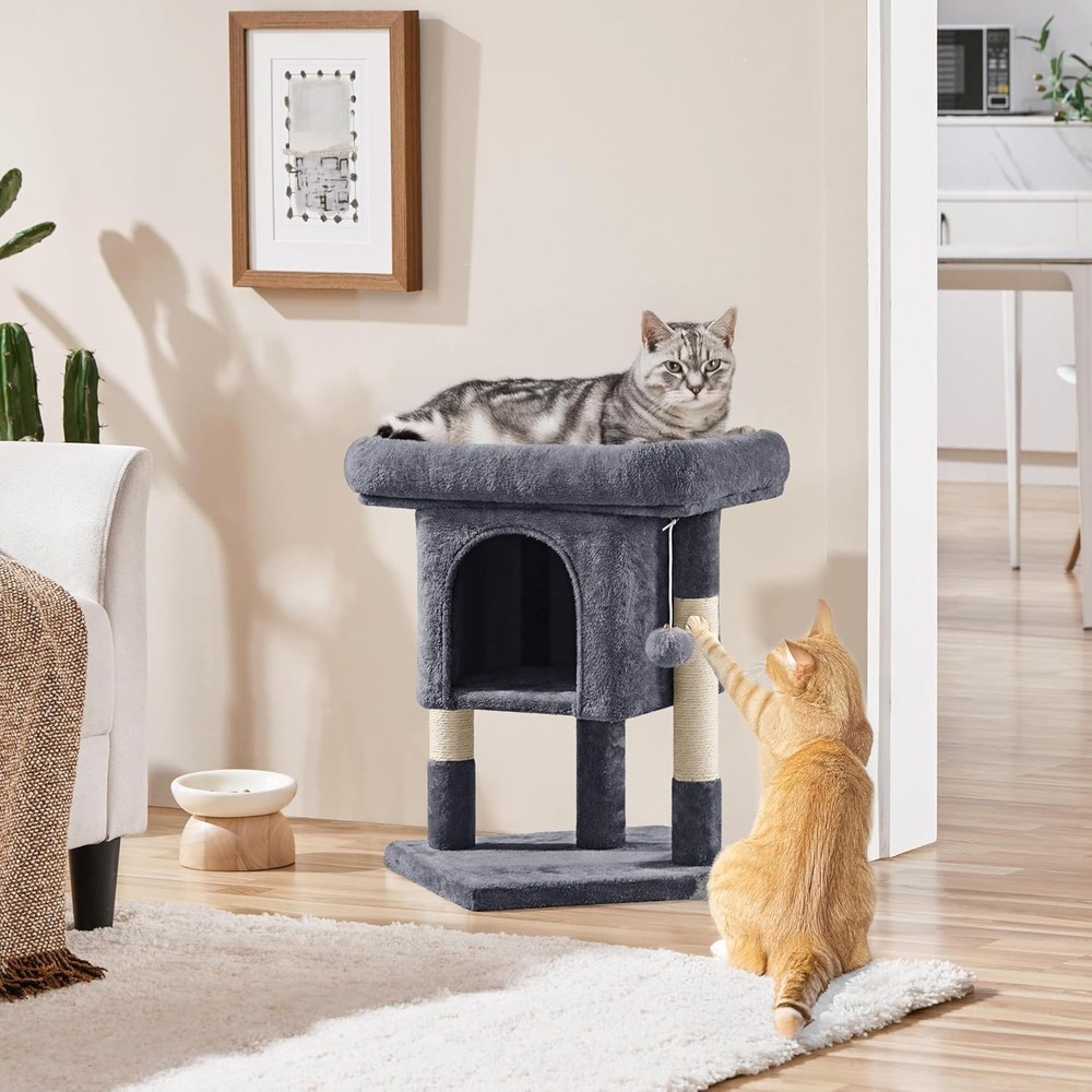 23.5in Modern Cat Tree Tower with Snug Plush Comfort & Durable Scratching Posts