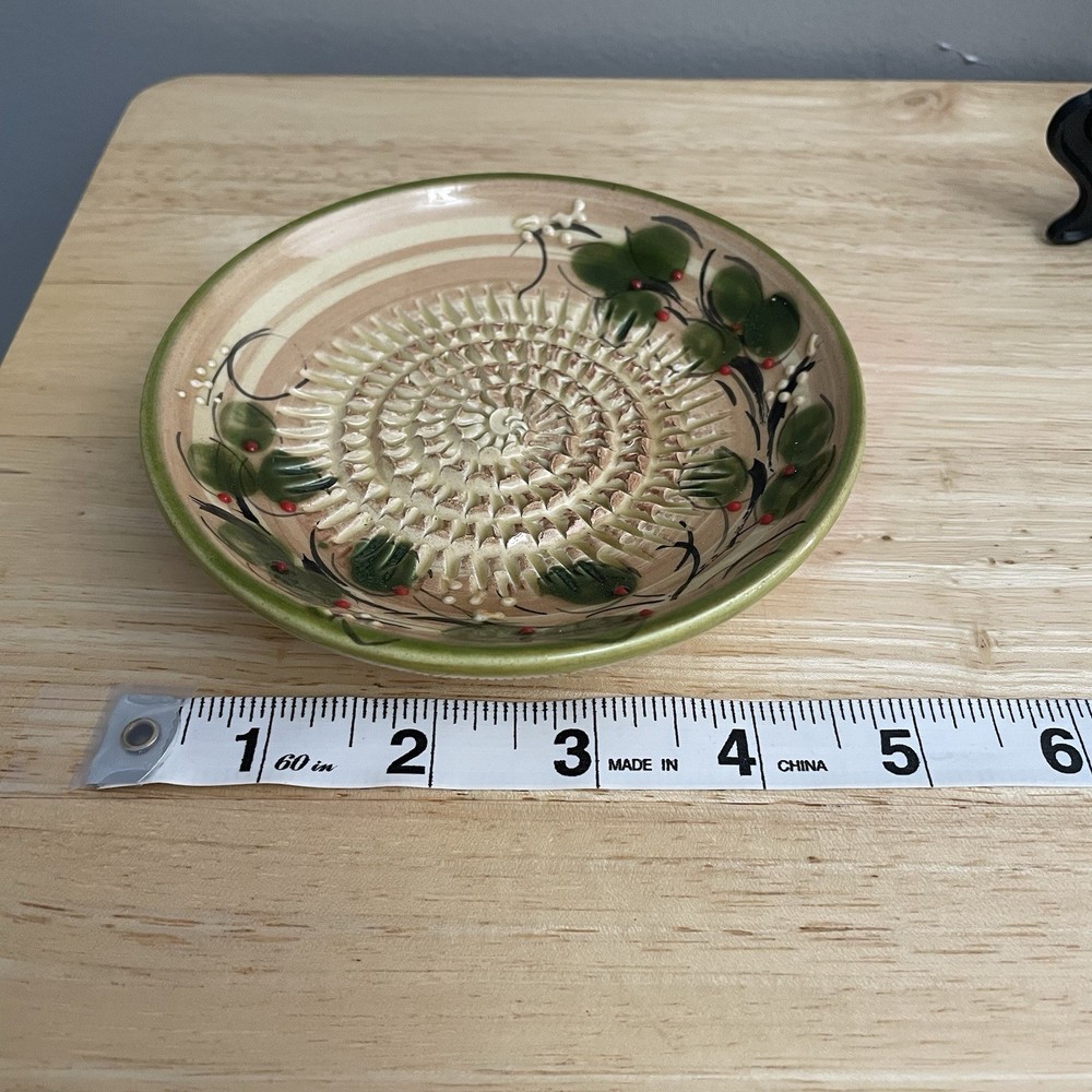 Ceramic Grater Garlic Lemon Chocolate Plate Hand Painted Spain Olive Pattern