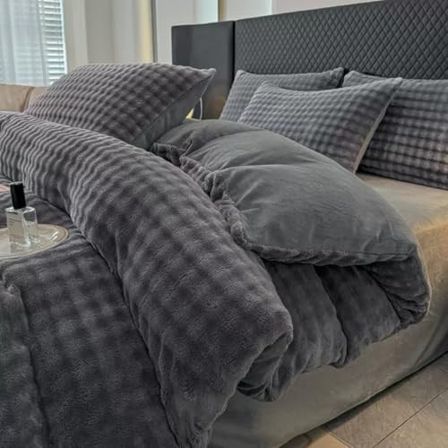 Rabbit Plush Faux Comforter Sets 59x79 In blanke (without insert) Gray