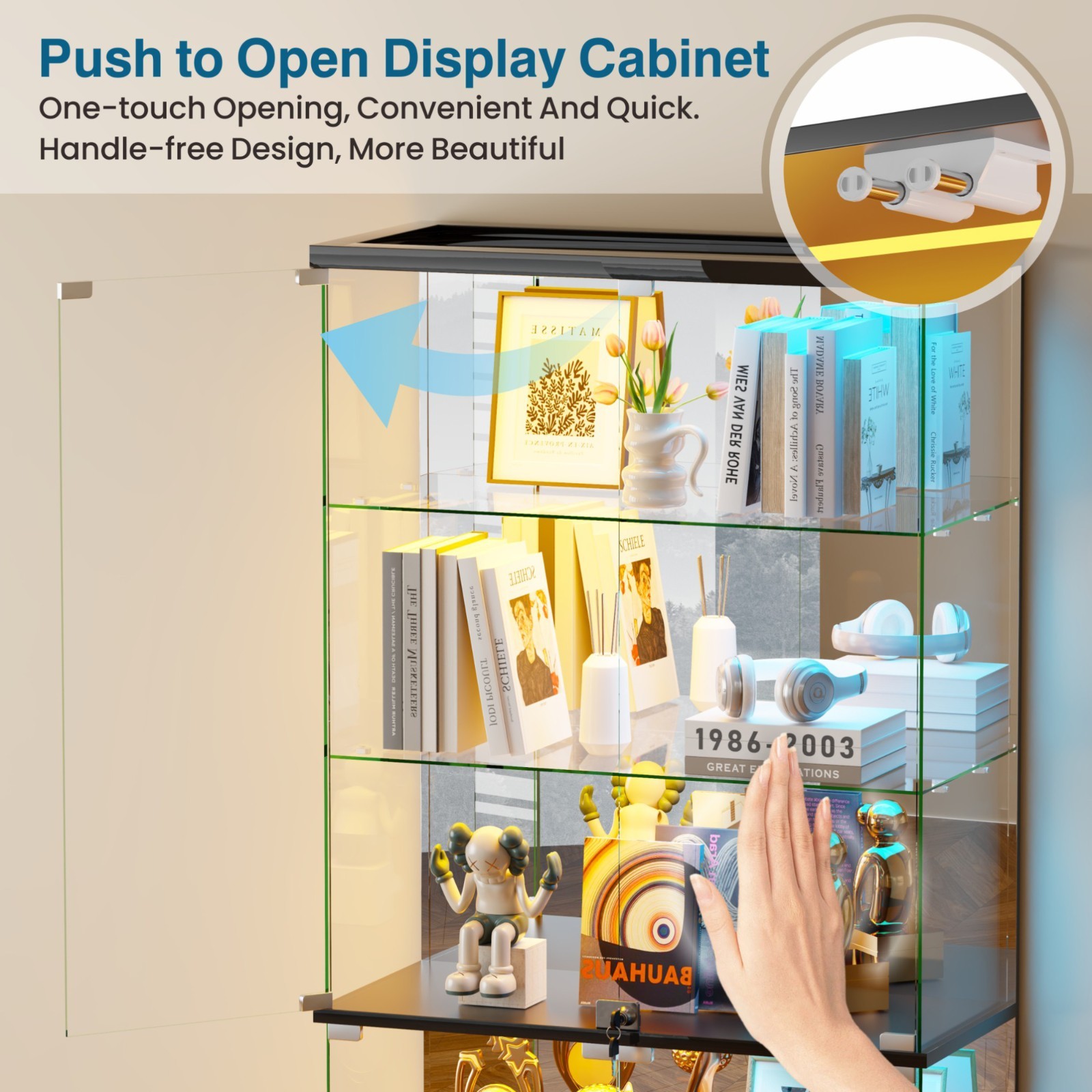 Gurexl Glass Display Cabinet - Curio Cabinets with RGB Lights for Collectibles