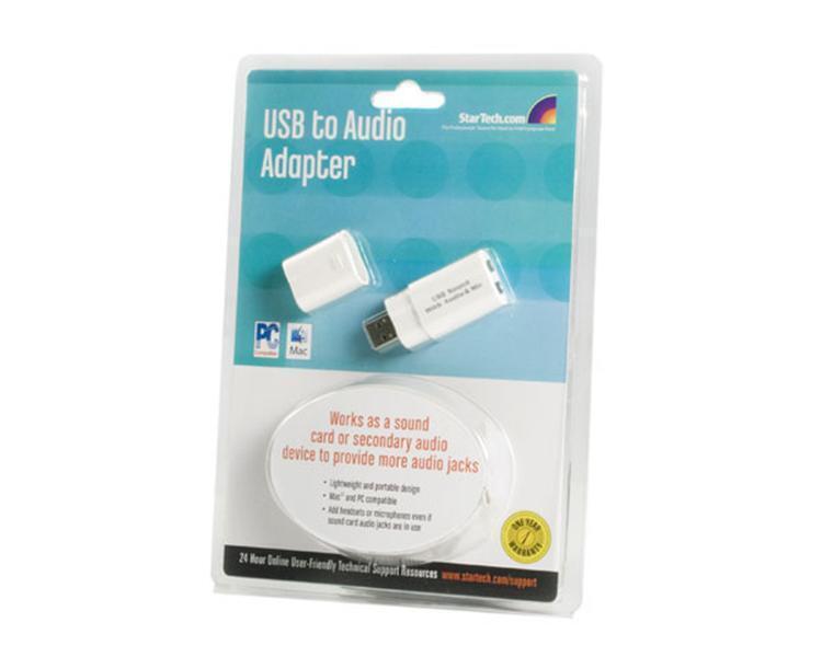 Startech ICUSBAUDIO USB to Stereo Audio Adapter Converter White Windows MAC