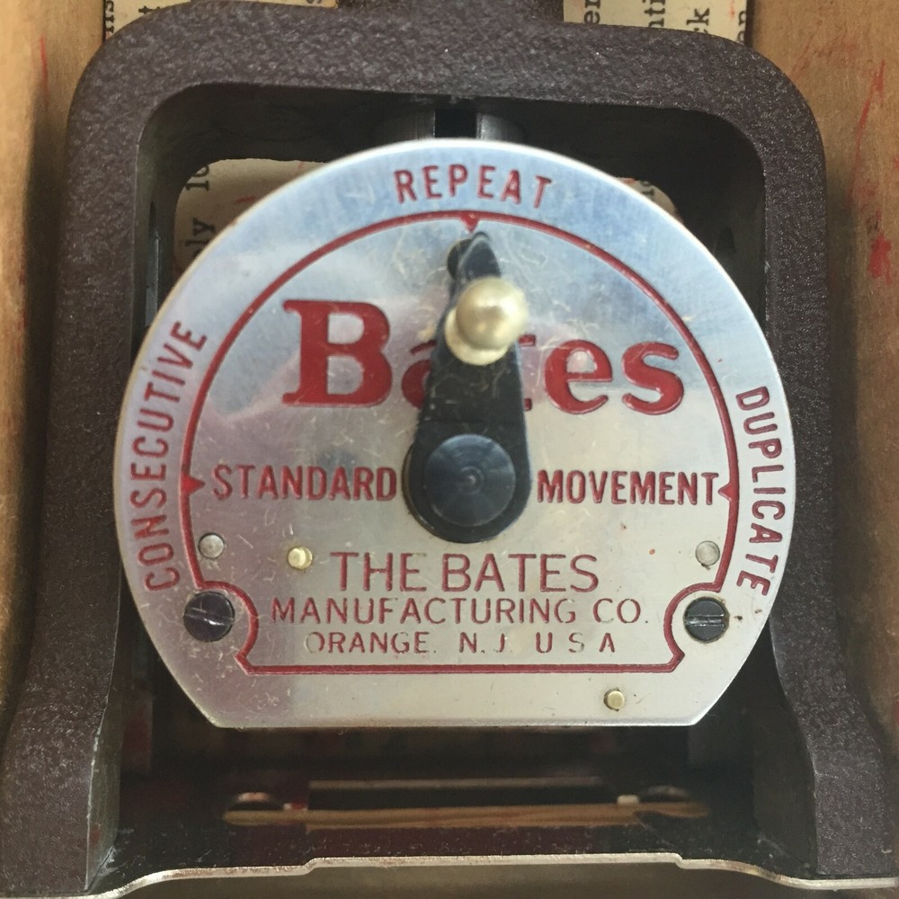 Vintage Bates 6 Wheeled Stamper Repeat Numbering Machine 6 E In Original Box