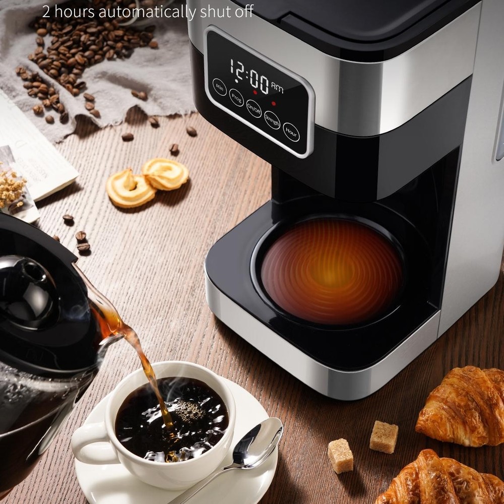 Programmable 10-Cup Drip Coffee Maker Touch Screen Black Stainless Steel Brews