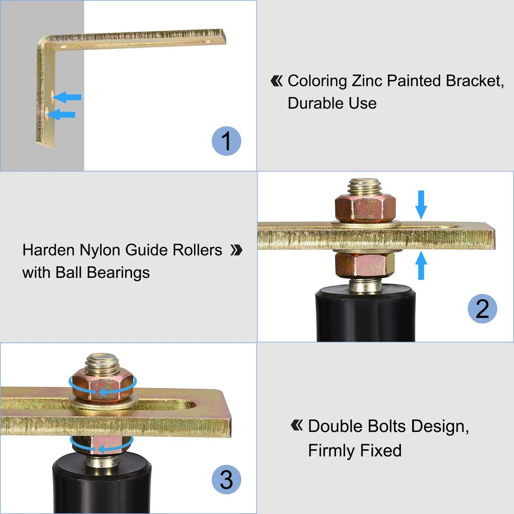 Slide Gate Guide Roller with L Post Bracket 3" Dual Nylon Rollers - Black