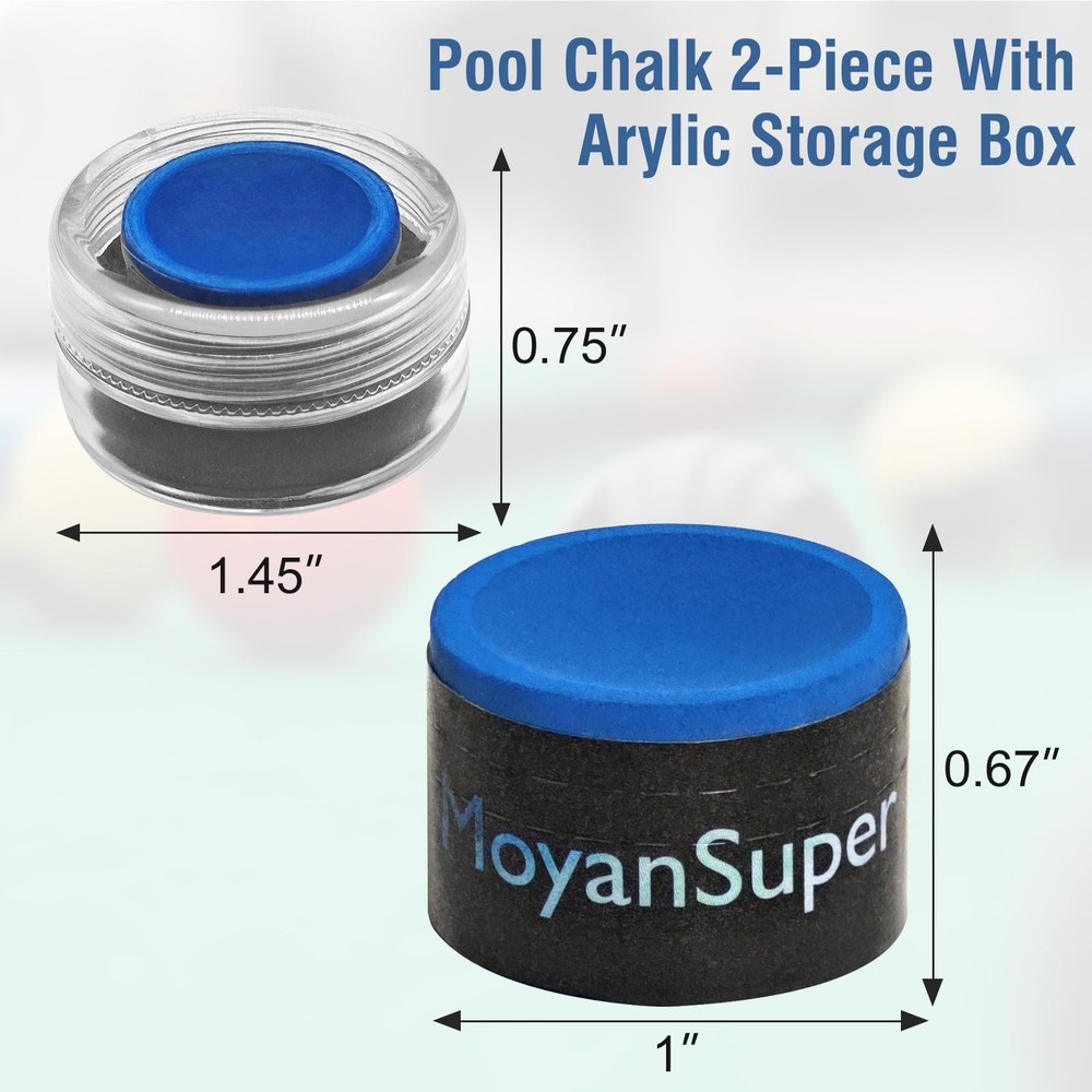 2 PCS Pool Cue Chalk Billiard Tips Concave Design Acrylic Storage Box Table