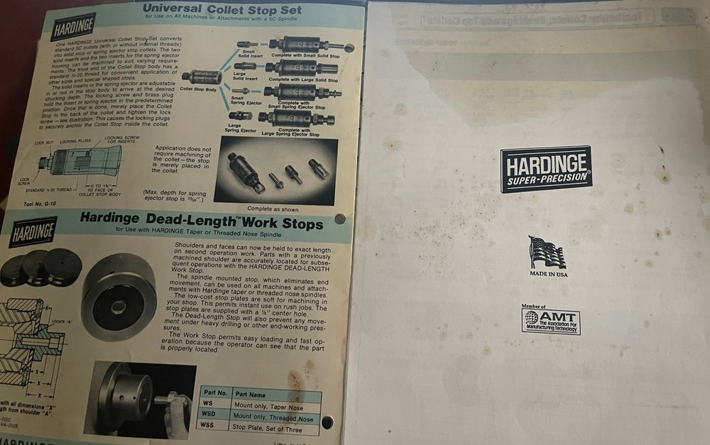 Hardinge Super Precision 5C Spindle Tooling/Toolholder Collets Catalogs 2 pcs