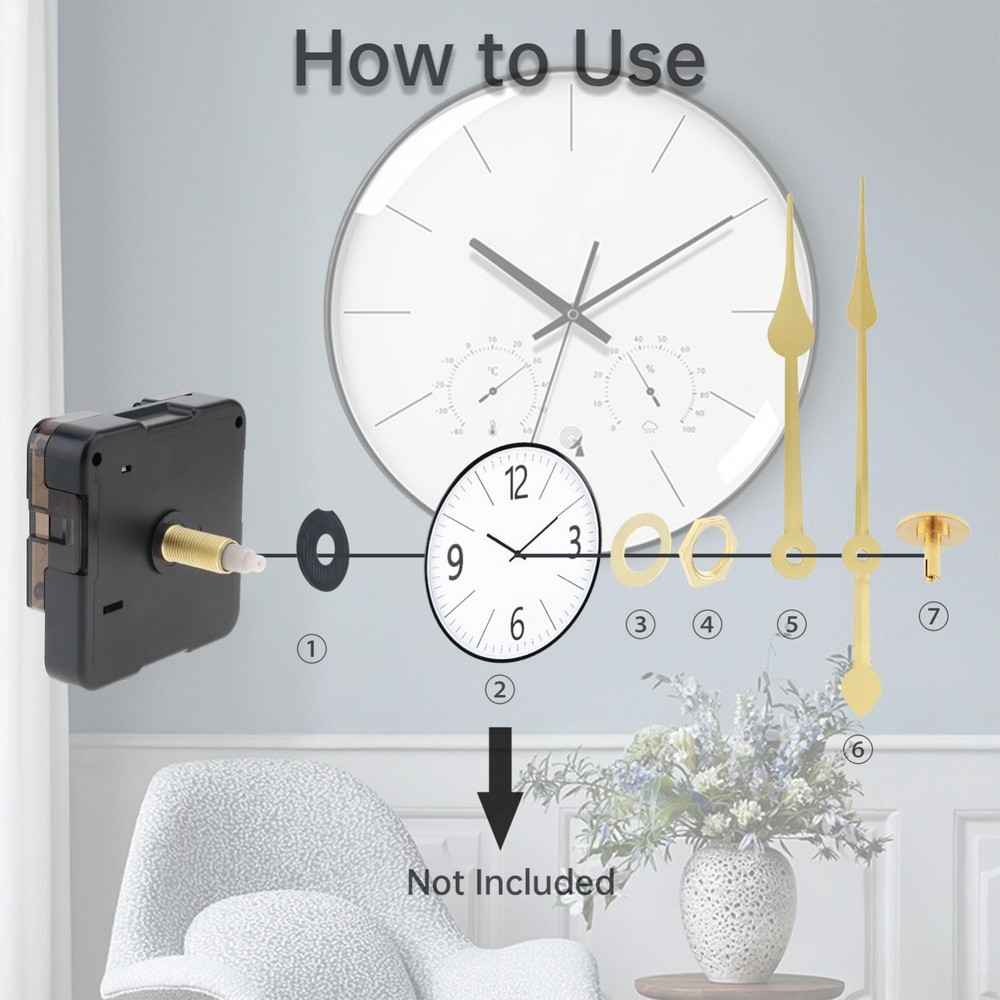 Clock Mechanism Replacement Battery Operated Silent Clocks Kit with Clock Hands