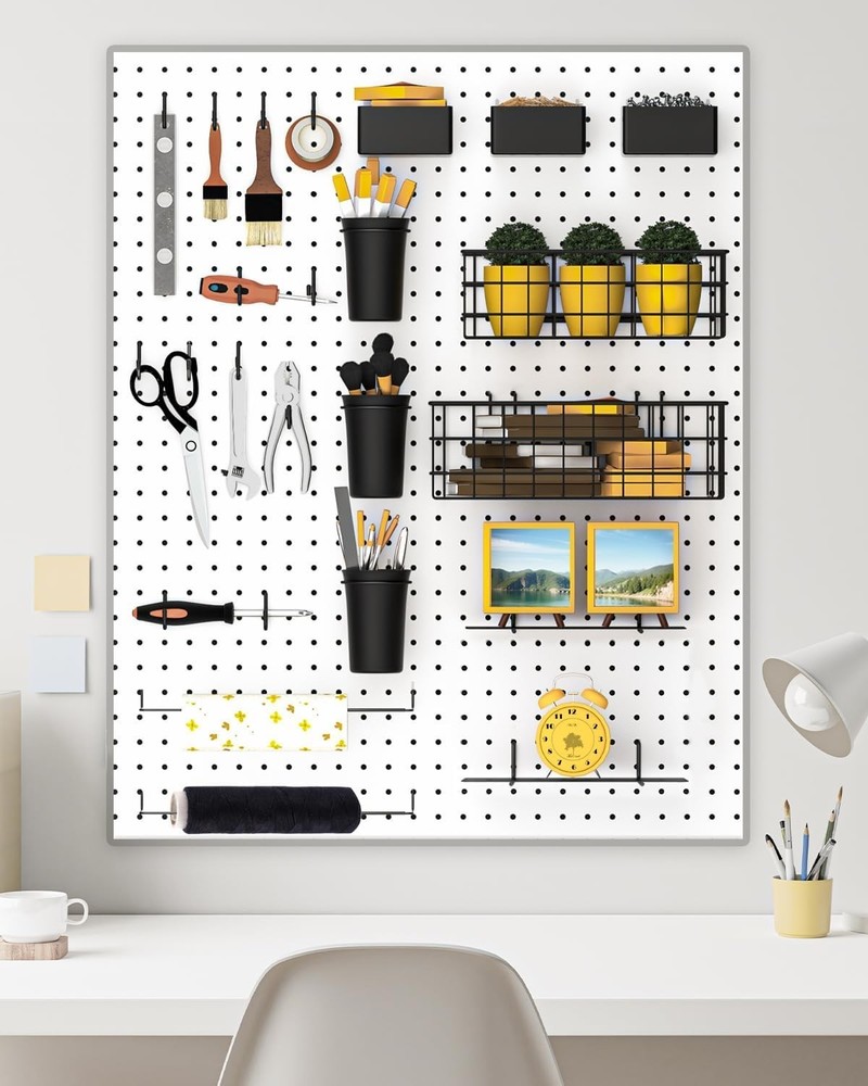 30PCS Peg Board Organizer Accessories Kit, Pegboard Hooks Assortment with Bin...